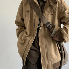 Patchwork Oversized Cargo Zip UP Jacket