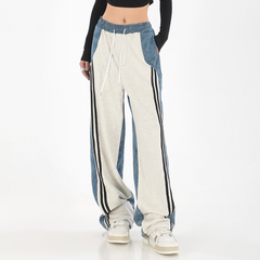 Patchwork Striped Boyfriend Jeans