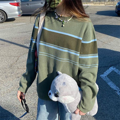 Patchwork Striped Knit Sweater