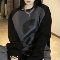 Print Raglan Zip Up Sleeve Sweatshirt