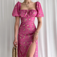 Puff Sleeve Floral Fields Maxi Dress