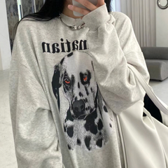 Puppy Print Loose Sweatshirt