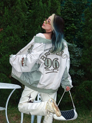 Logo Graphic Color Block Moto Jacket