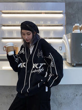 Striped Detail Jacquard Knit Cardigan