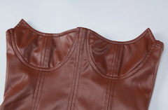 Wrapped Chest Vintage Pu Leather Dress