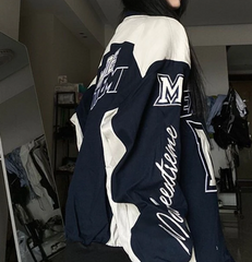 Contrasting Oversize Vintage Moto Jacket