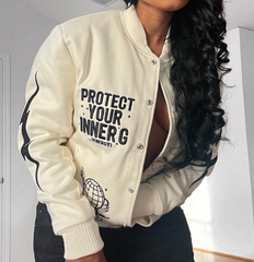 Embroidered Letter Y2K Varsity Jacket