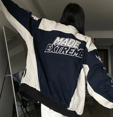 Contrasting Oversize Vintage Moto Jacket