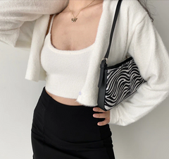 Cropped Button Knit Two Piece Cardigan
