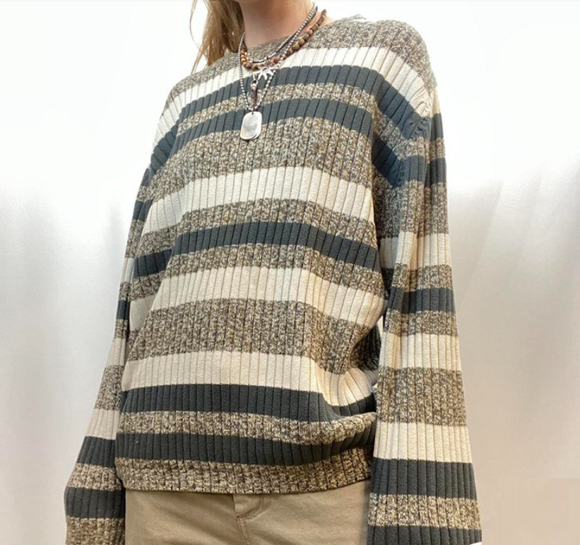 90s Cozy Striped Downtown Sweater