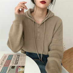 Simple Hooded Pullover Knit Sweater