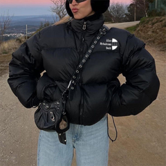 Simple Solid Color Zip Up Puffer Jacket