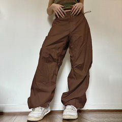 Size Friendly High Waist Parachute Cargo Pants
