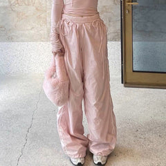 Size Friendly Pink Parachute Cargo Pants