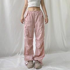 Size Friendly Pink Parachute Cargo Pants