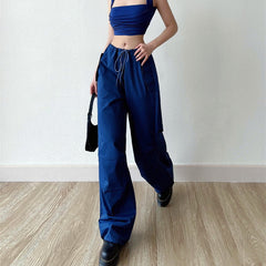 Size Friendly Straight Leg Parachute Cargo Pants