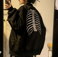 Skeleton Graphic Oversized Bomber Jacket