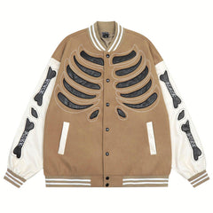 Skeleton Graphic Oversized Varsity Jacket