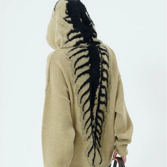 Skull Jacquard Hooded Pullover Sweater