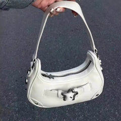 Star Embellish Pu Leather Shoulder Bag