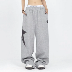 Star Patch Baggy Gray Sweatpants