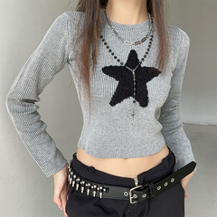 Toweling Star Rib Crop Sweater