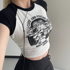 Vintage 90's Print Raglan Short Sleeve Tee