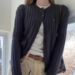 Vintage Cable Knit Slim Cardigan