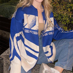 Vintage Embroidery Drawstring Zip Up Cardigan