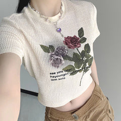 Vintage Floral Print Short Sleeve Tee