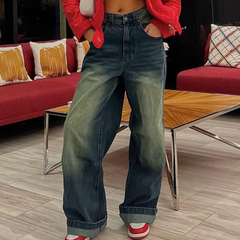 Vintage Gradient Wash Straight Leg Jeans