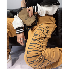 Vintage Letter Graphic Black Baggy Sweatpants