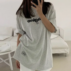 Vintage Letter Print Oversized Tee