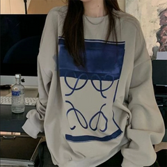 Vintage Patch Oversize Pullover Graphic Sweatshirt