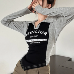 Vintage Print Graphic Patchwork Crop Top