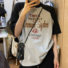 Vintage Rose Raglan Sleeve Tee