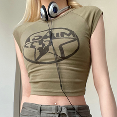 Vintage Star Logo Printed Crop Top