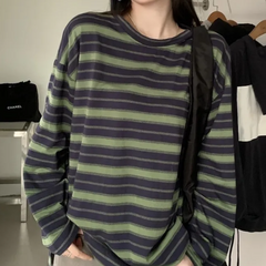 Vintage Striped Oversized Long Sleeve Tee