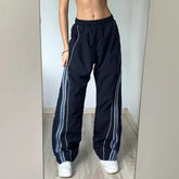 Vintage Striped Piping Baggy Sweatpants