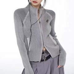 Vintage Striped Zip Up Cardigan