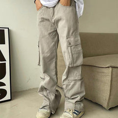 Washed Vintage Baggy Cargo Jeans