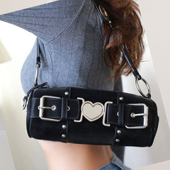 Y2K Heart Metal Chain Shoulder Bag