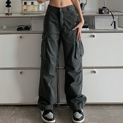 Zip Pocket Straight Leg Cargo Jeans