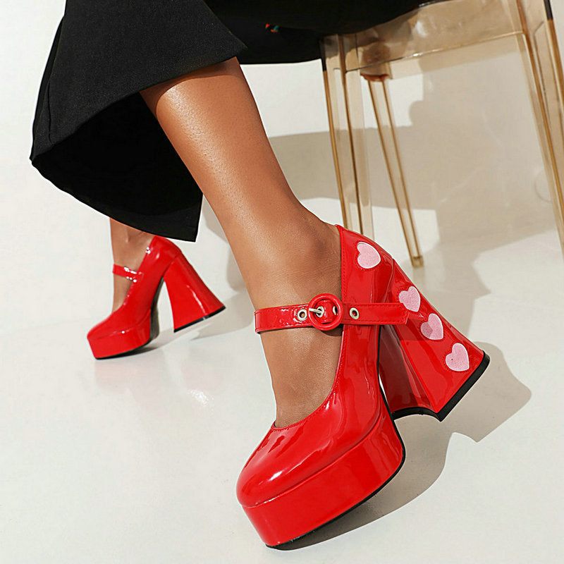 High Heels New Love Stitching Platform Chunky Sandals