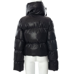 Muffler Scarf Detail Black Puffer Jacket