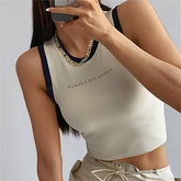Contrast Trim Racer Back Tank Top