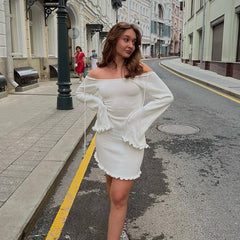 Solid Color Fungus Backless Knit Mini Dress