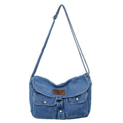 Washed Denim Canvas Crossbody Bag