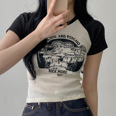 Vintage 90's Print Raglan Short Sleeve Tee