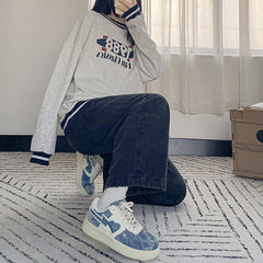 Y2K Aesthetic Denim Heart Sneakers